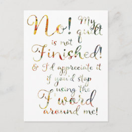 Grappig afgewerkte quilt citaat briefkaart