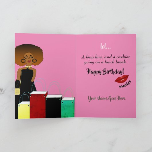Grappig Afrikaans Amerikaans Vrouw Verjaardag Kaar Bedankkaart (Binnen)