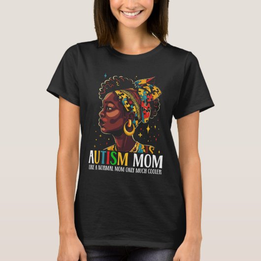 Grappig Afrikaans zwart autisme moeder Afro moeder T-shirt (Voorkant)