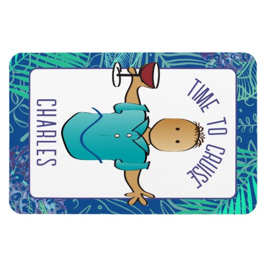 Grappig Afro-Amerikaanse Mannelijke Cartoon Cruise Magneet (Horizontaal)