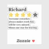 Grappig Afscheid Collega Cadeau – Aangepaste Naam  Sticker (Vel)