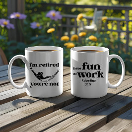 Grappig afscheids cadeau voor collega's bij pensio koffiemok