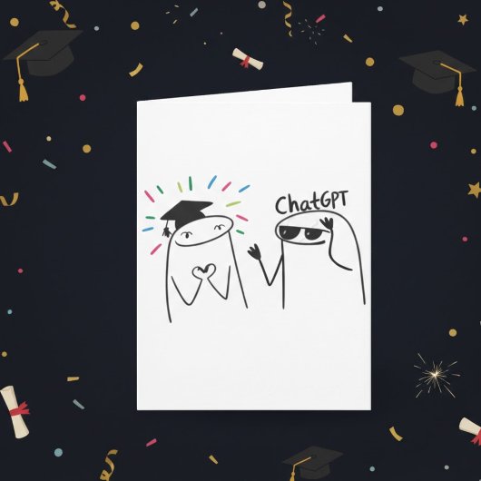 Grappig Afstudeer ChatGPT Doodle Viering Ontwerp Kaart