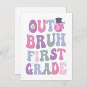 Grappig Afstudeer Uit Bruh Eerste Klas Groovy Cade Aankondigingskaart (Voorkant / Achterkant)