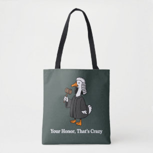 Grappig afstudeercadeau voor ganzen advocaat recht tote bag