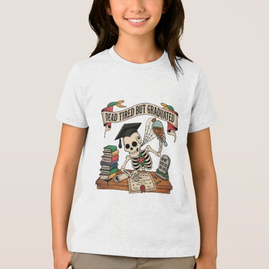 Grappig Afstudeerend Skelet 2026 – Doodmoe Tri-Blend Shirt (Voorkant)