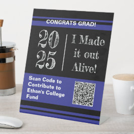 Grappig Afstuderen 2025 College Fund QR Code Reclamebord Met Voetstuk