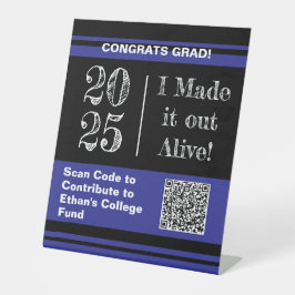 Grappig Afstuderen 2025 College Fund QR Code Reclamebord Met Voetstuk