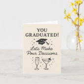 Grappig Afstuderen Cocktail Drink Gefeliciteerd Kaart (Gele Bloem)