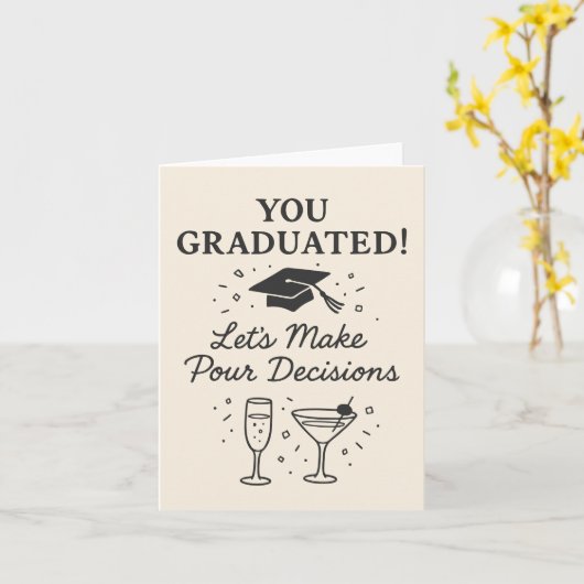 Grappig Afstuderen Cocktail Drink Gefeliciteerd Kaart (Gele Bloem)