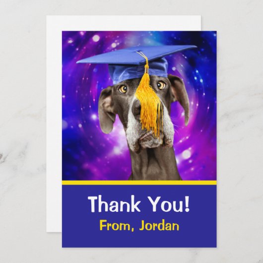 Grappig Afstuderen Hond Dragen Pet Aankondiging (Voorkant / Achterkant)