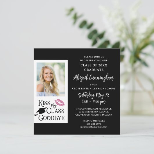 Grappig Afstuderen KISS MIJN KLAS VAARWEL Foto Kaart (Staand voorkant)