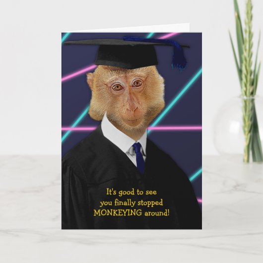Grappig Afstuderen Monkey Macaque Kaart (Voorkant)