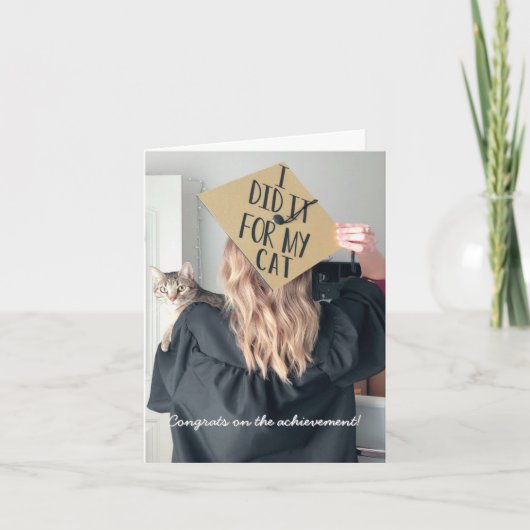 Grappig Afstuderen van de kat gevouwen Wenskaart Kaart (Voorkant)