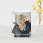 Grappig Afstuderen van de kat gevouwen Wenskaart Kaart (Gele Bloem)