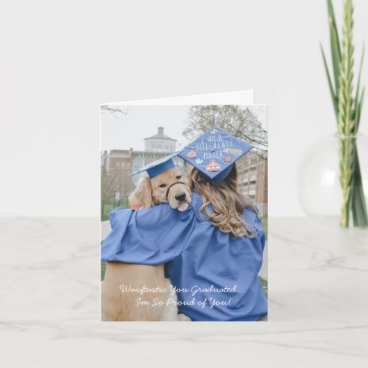 Grappig Afstuderen van het Dog Folded Wenskaart Kaart (Voorkant)