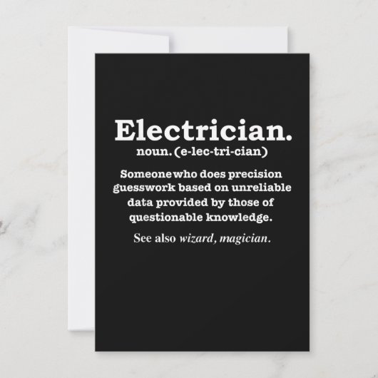 Grappig Afstuderen voor de definitie van elektrici Notitiekaartje (Voorkant)
