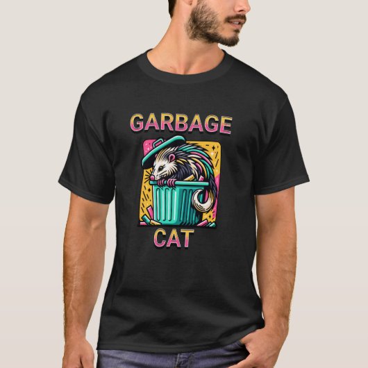 Grappig Afval Kat Opossum Ontwerp T-shirt (Voorkant)