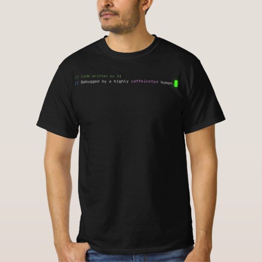 Grappig AI-code-debugger Heel erg cafeïnehoudend T T-shirt (Voorkant)