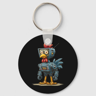 Grappig Ai Kip Kostuum Met Tv Voor Robotliefhebber Sleutelhanger