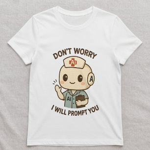 Grappig AI-verpleegster T-shirt; Maak je geen zorg T-shirt