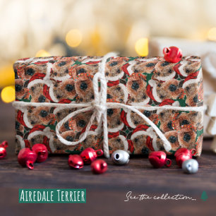 Grappig Airedale Terrier Kerstpatroon Cadeaupapier