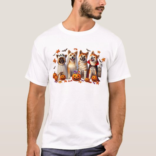 Grappig Akita Halloween Hondenliefhebber T-shirt (Voorkant)
