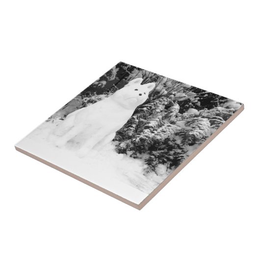 Grappig akita sneeuw hond sneeuwman kerst tegeltje (Zijkant)