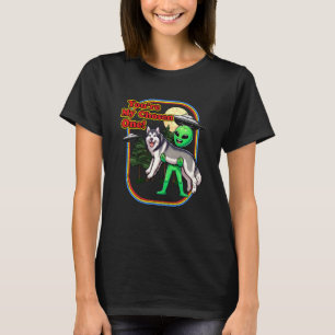 Grappig Alaskan Malamute Alien Je bent gekozen voo T-shirt