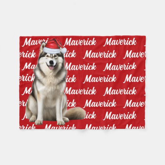 Grappig Alaskan Malamute Hondennaam Patroon Kerstm Fleece Deken (Voorkant (Horizontaal))