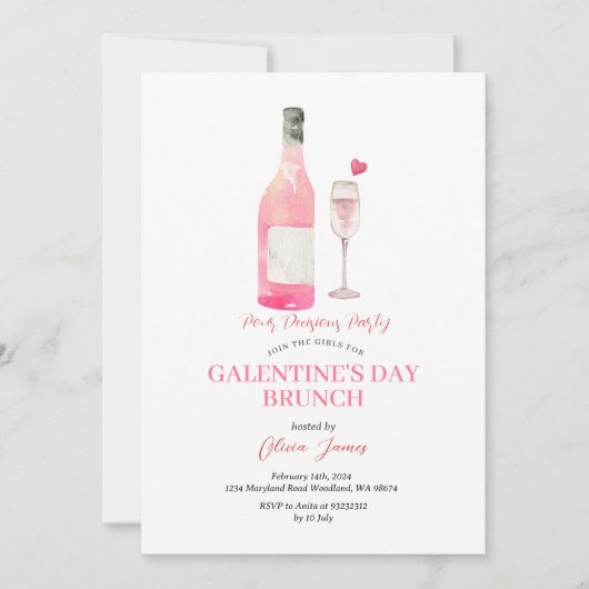 Grappig Alcohol Galentine's Day Party Brunch Diner Kaart (Voorkant)