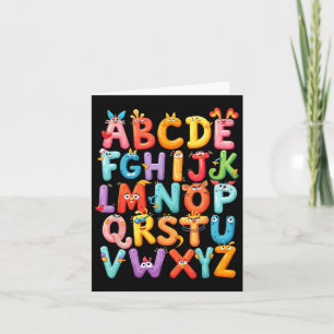 Grappig alfabet A-Z ABC Kinder Terug naar school P Kaart