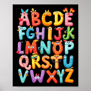 Grappig Alfabet A-z Abc Kinderen Terug naar School Poster