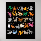 Grappig Alfabet ABC Animal Learning Kindergarten T Poster (Voorkant)