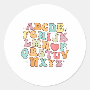 Grappig Alfabet ABCS Schattigee Liefde Hart Leraar Ronde Sticker
