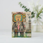 Grappig Algenmoeras Antitrump Mixed Media Collage Briefkaart (Staand voorkant)