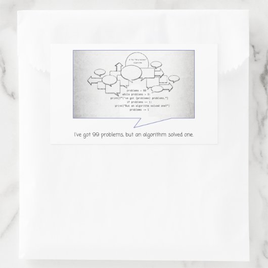 Grappig algoritme rechthoekige sticker (Tas)