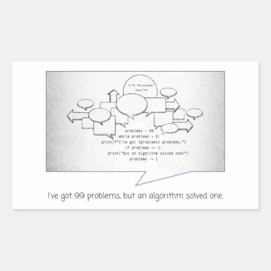 Grappig algoritme rechthoekige sticker (Voorkant)