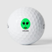 Grappig Alien Gezicht Gepersonaliseerde Naam Manne Golfballen (Voorkant)