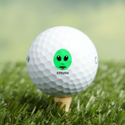 Grappig Alien Gezicht Gepersonaliseerde Naam Manne Golfballen (Insitu Shirt)