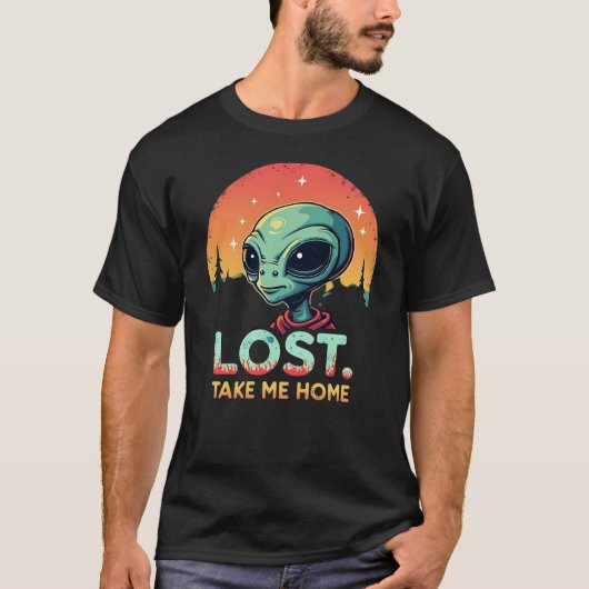 Grappig Alien Meme T-shirt "Lost. Breng me naar hu (Voorkant)
