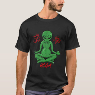 Grappig Alien Monk-design voor Yoga en Al T-shirt