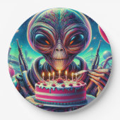 Grappig Alien thema verjaardagsfeestje Papieren Bordje (Voorkant)