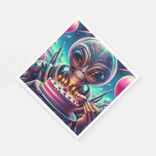 Grappig Alien thema verjaardagsfeestje Servet (Hoek)