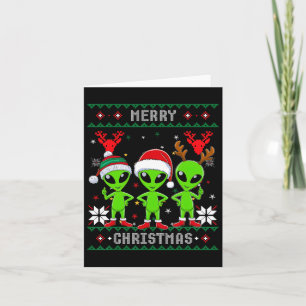 Grappig Alien Trio Merry Ugly Christmas Santa Hat Kaart