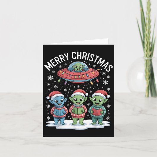 Grappig Alien Trio Merry Ugly Christmas Santa Hat Kaart (Voorkant)