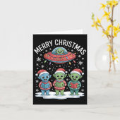 Grappig Alien Trio Merry Ugly Christmas Santa Hat Kaart (Gele Bloem)