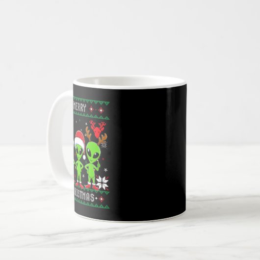 Grappig Alien Trio Merry Ugly Christmas Santa Hat  Koffiemok (Voorkant links)