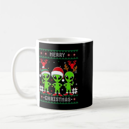 Grappig Alien Trio Merry Ugly Christmas Santa Hat  Koffiemok (Links)
