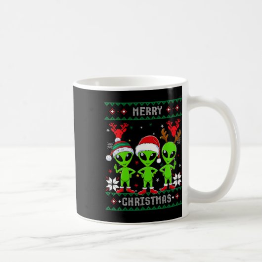 Grappig Alien Trio Merry Ugly Christmas Santa Hat  Koffiemok (Rechts)